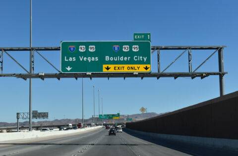 I-215 meets Interstate 11 east of Gibson Road in Henderson, NV