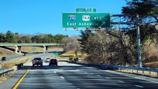 I-40 east at I-240/US 74A west back into Asheville, North Carolina.