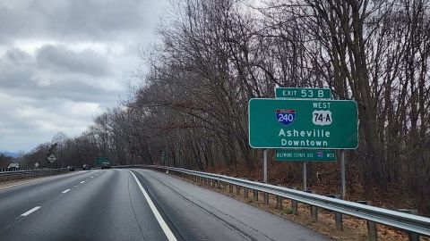 U.S. 74A west combines with I-240 from I-40 northwest to Downtown Asheville