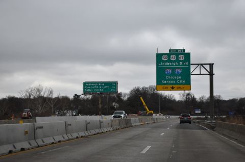 I-55 south 1.25 miles ahead of I-255/270 at Mehlville, Missouri