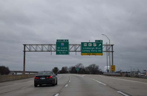 I-255 west at U.S. 50/61/67, 0.75 miles from I-55/270 at Mehlville, MO
