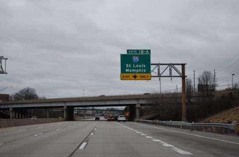 I-255 advances west from Lemay Ferry Rd to Exit 1 for I-55