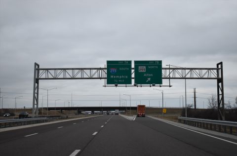 I-270 west at IL 255 north to Alton and Godfrey, Illinois