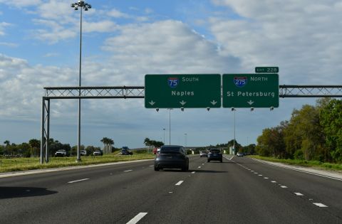 I-75 south at the Southern Apex with I-275 near Parrish, FL