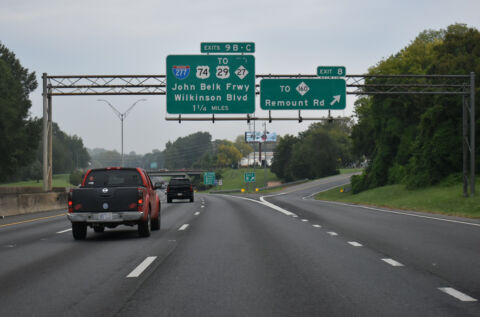I-77/US 21 north 1.25 miles from I-277/US 29-74 in Charlotte, NC