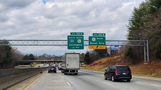 I-40 west at U.S. 52 north into Winston-Salem, North Carolina