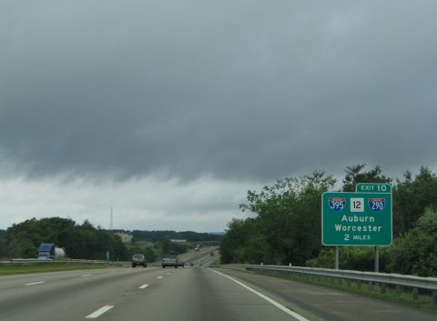I-90/Mass Pike west at I-290/395 - Auburn, MA