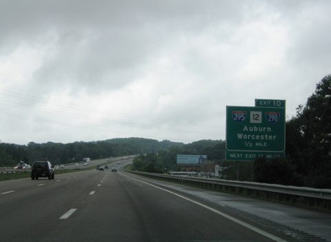 I-90/Mass Pike west at I-290/395 - Auburn, MA