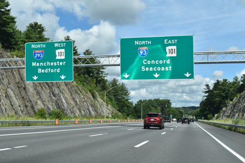 I-93 north at I-293/NH 101 west to Bedford.