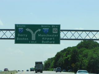 I-93/NH 101 south at I-293 - Manchester