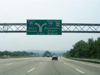 I-93/NH 101 south at I-293 - Manchester