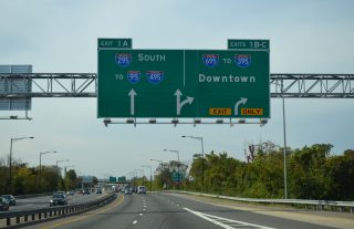D.C. Route 295 south at I-695 west to Downtown Washington.