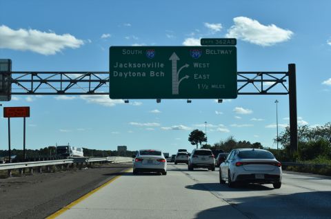 I-95 south 1.5 miles from I-295 at Northside Jacksonville, FL
