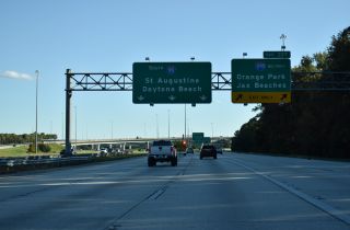 The West Beltway of I-295 crosses the Buckman Bridge west from I-95 and Southside Jacksonville