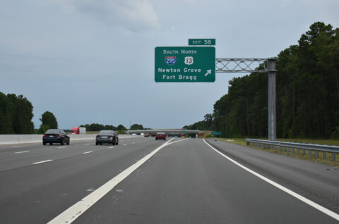I-95 south at Exit 58 for I-295/US 13 at Eastover, NC