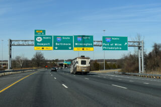I-295 south at I-495 north to Wilmington, Delaware