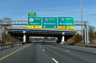 I-295 south at I-95 north to Wilmington, Delaware