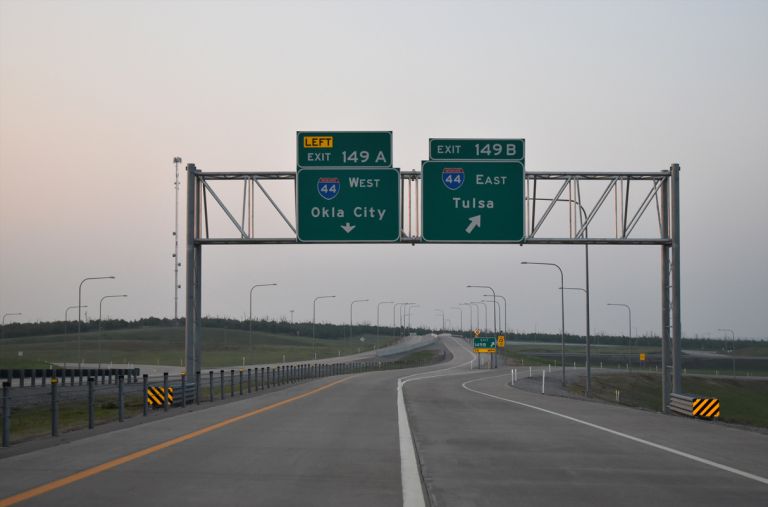 The north end of the Kickapoo Turnpike ties into the Turner Turnpike at Luther, Oklahoma