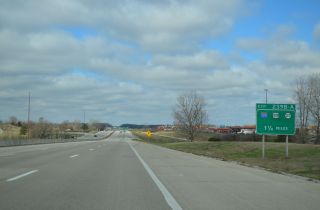 I-80 west 1.25 miles ahead of I-380/U.S. 218-Iowa 27 in 2013