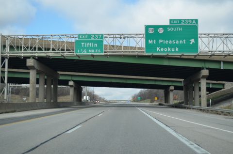 I-80 west at former Exit 239 A to U.S. 218/Iowa 27 south