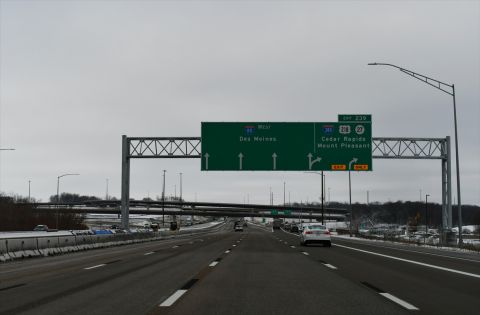 I-80 west at Exit 239 to I-380/U.S. 218-Iowa 27 at Coralville, IA