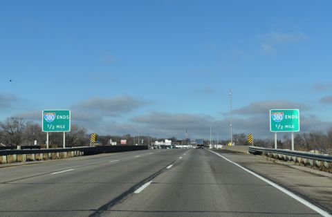 I-380 ends a half mile north of the San Marnan Dr in Waterloo, IA