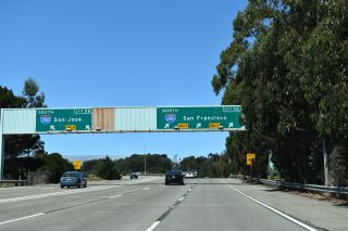 The west end of I-380 at I-280 in San Bruno, CA