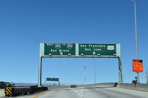 N Access Road west at I-380 and U.S. 101 in San Bruno, CA