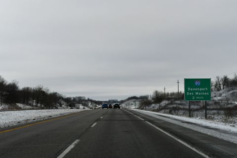 U.S. 218/Iowa 27 north two miles ahead of I-80/380 in Iowa City