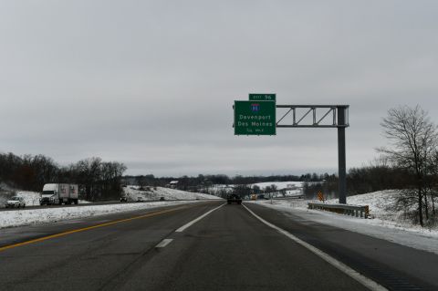 Exit 96 departs from U.S. 218/Iowa 27 north for I-80 in 0.75 miles