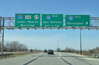 U.S. 218/Iowa 27 north at the previous cloverleaf interchange with I-80/380