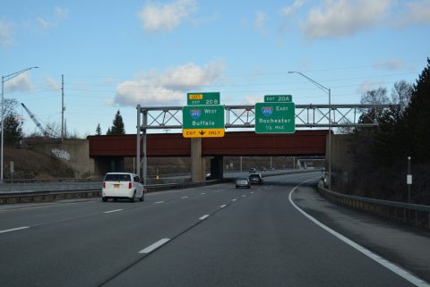 I-390 north a half mile ahead of I-490 and NY 390 in Gates.