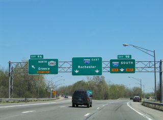 I-490 east at NY 390 north in 2005.