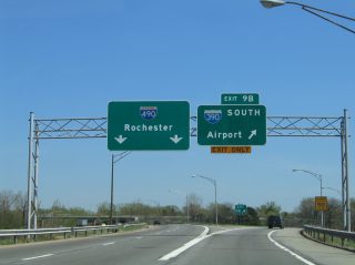 I-490 east at Exit 9 B for I-390 south in 2005.