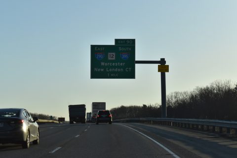 I-90/Mass Pike east at I-290/395/Route 12 - Auburn, MA