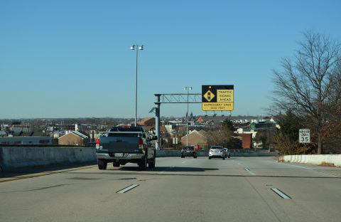 The north end of I-395 along MLK Boulevard in Baltimore, MD.