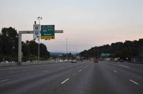 I-5 south at SR 518 west and I-405 north in Tukwila, Washington