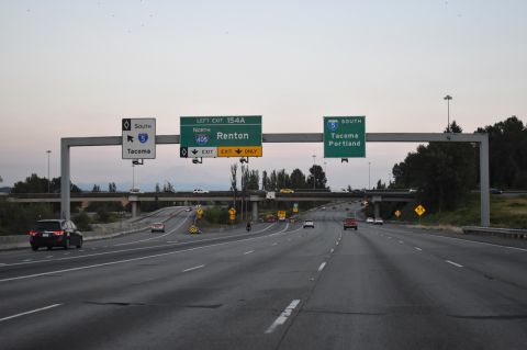 I-5 south at at Left Exit 154 A for I-405 north to Renton, Washington