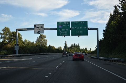 I-5 south at Martha Lake, Washington two miles from I-405/SR 525