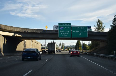 I-5 south at 164th St SW, one mile from I-405/SR 525 at Martha Lake, WA