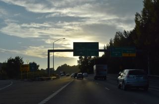 Ramps for I-5 and adjacent Southcenter Blvd depart I-405 south
