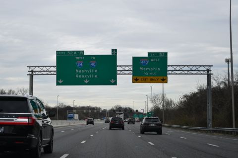 I-24 west meets I-440 west ahead of U.S. 41/70S in Nashville, TN