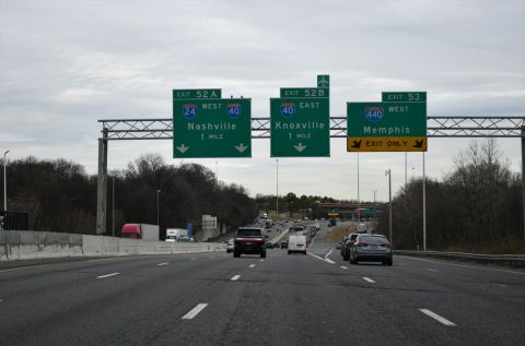 I-24 west at I-440 west around central Nashville, Tennessee