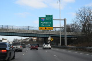 I-95 advances north from Chester, PA to Interstate 476