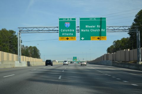 I-520 west at I-20/SR 232 - Augusta, GA