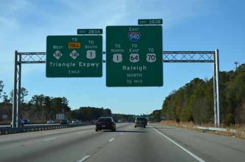 I-40 west a half mile ahead of I-540/NC 540 at Morrisville, NC