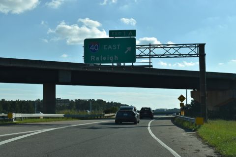 I-540 west at I-40 east in Durham, North Carolina
