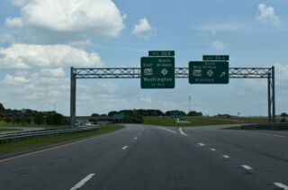 I-587 east at NC 11 Bypass south to Kinston