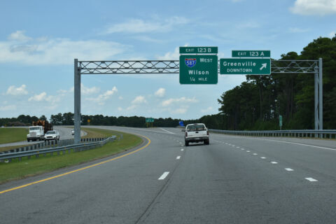US 264 east / NC 11 Bypass north at SR 1467 east to US 13 in Greenville