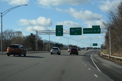 NY 590 south at Blossom Road in Brighton.